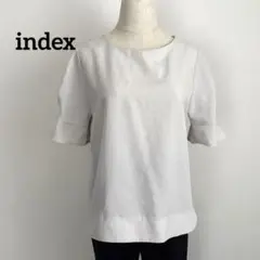 index 半袖ブラウス M グレージュ フレア袖 上品のサムネイル