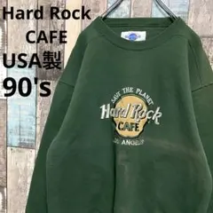 USA製 90s ハードロックカフェ スウェット ビッグロゴ 刺繍