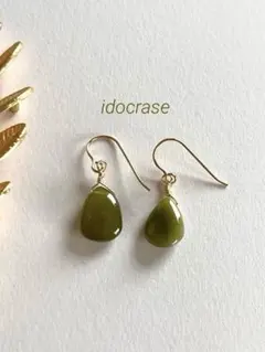 14kgfピアス　アイドクレースペアシェイプ　天然石