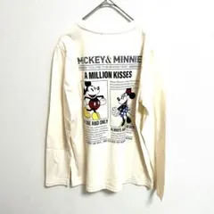 【新品】ディズニー　ミッキーミニー　バックプリント長袖カットソー　アイボリー　M
