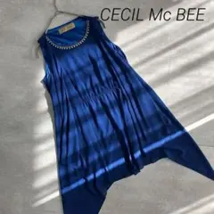 ドレス　ミニワンピ　青　セシルマクビー　セシル ビジュー