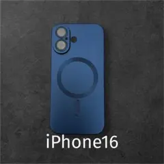マグセーフ　iPhone16 スマホケース　レンズ保護　シリコンカバー　ネイビー