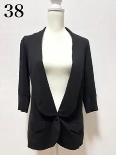 361　良品　38　レディース　春秋　ロイヤルパーティー　七分袖　黒　ジャケット