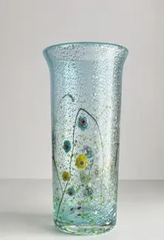 極美品 送料込み】黒木国昭 花瓶 フラワーベース グラスアート 光琳