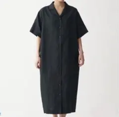 無印良品 婦人 フレンチリネン 洗いざらし 五分袖 開襟 ワンピース XS〜S