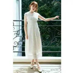 Herlipto Pin Dot Pleated Long Dress Sサイズ - メルカリ