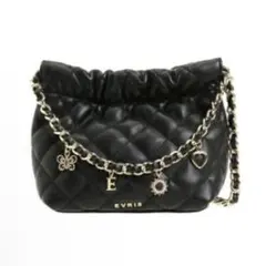 EVRIS キルティング チェーン ミニショルダーバッグ ブラック