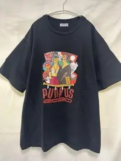 PUNYUS プリントTシャツ ブラック 和柄デザイン 半袖 ゆるだぼ