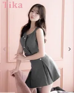 Tika Aラインミニドレス セットアップ グレー Mサイズ
