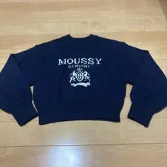 MOUSSY ロゴ刺繍 ラメ入り ニット 紺