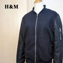 H＆M　異素材ドッキングウール混MA1ジャケット　裏地キルティング　メンズ　Mのサムネイル