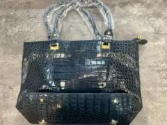 LEATHER JEWELS クロコダイル鞄 ハンドバッグ ネイビー