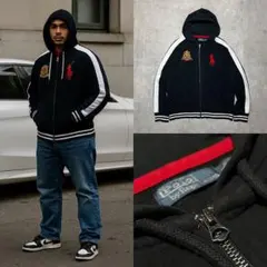 ポロ　バイ　ラルフローレン　ジップパーカー　ビッグポニー　XL　黒白　良品　人気