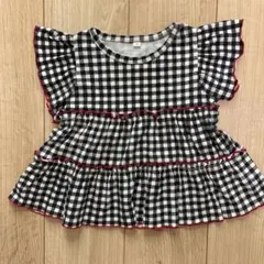 美品 西松屋 チュニック トップス 90 ギンガムチェック フリル 赤 メロウのサムネイル