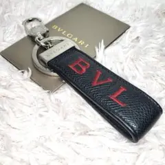 BVLGARI ブルガリ レザー刺繍 キーリング キーホルダー 美品