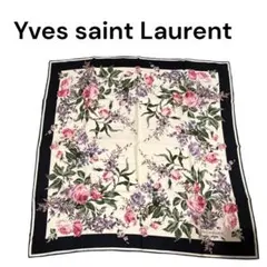 Yves Saint Laurent イヴサンローラン 花柄 スカーフ シルクのサムネイル