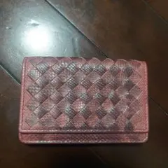 ボッテガヴェネタ　イントレチャートカードケース　ボルドー　レザー