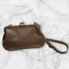 【美品】Samansa Mos2 サマンサモスモス 2WAYがま口バッグ 茶色