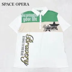 スペースオペラ 半袖ポロシャツ 切り替えデザイン グラフィック 大きいサイズ
