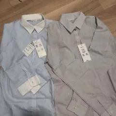 水色とストライプの長袖シャツ Mサイズ 新品