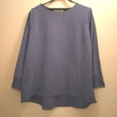 ダリュリファインド紫系ブルー長袖 袖レースプルオーバー