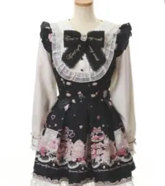 Many Hearts Afternoontea柄ワンピース ブラック LIZLISA Many Hearts Afternoontea柄ワンピース