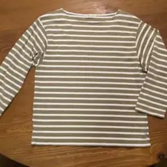 Demi-Luxe BEAMSベージュストライプ長袖Tシャツ