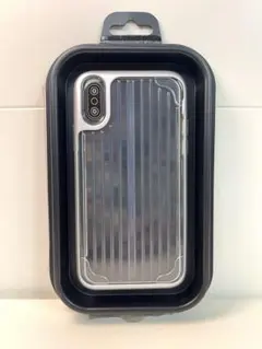 【美品】kajsa iPhone X/XSストライプケース　クリアシルバー
