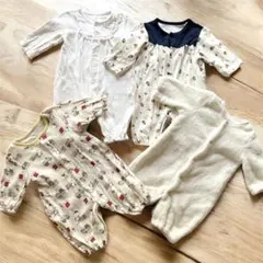 【ベビー服4点セット】2way ロンパース　カバーオール　新生児　50〜70