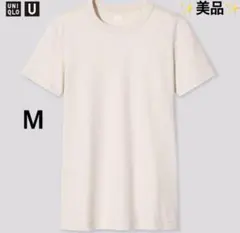 (414)UNIQLO ユニクロ　クルーネックTシャツ　Mサイズ　ベージュ