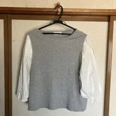LOWRYS FARM グレー ホワイト 七分袖トップス