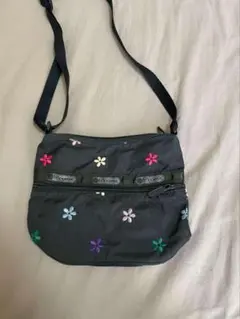 花柄刺繍 ナイロンショルダーバッグ