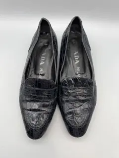 PRADA  プラダ   クロコダイル  ￼ローファー　ネイビー　36