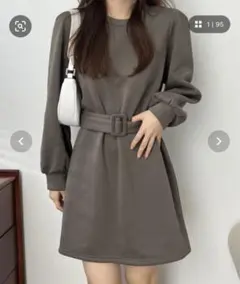 【お値下げ中】ウエストマークパフスリーブスウェットワンピース