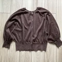 index ラメ　カーディガン　ブラウン　ベルスリーブ　シアー　透け　冷房対策のサムネイル