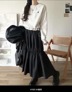 classicalelf Mサイズ 胸刺繍裏起毛ドッキングワンピース