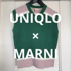 新品タグ付UNIQLO×MARNIノースリーブニット グリーンピンク配色Lサイズ