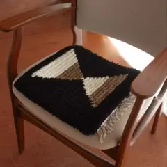 【一点物】【手染め糸】ノッティング織 椅子敷き 007