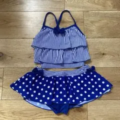 青　ストライプ　水玉 セパレート水着 140