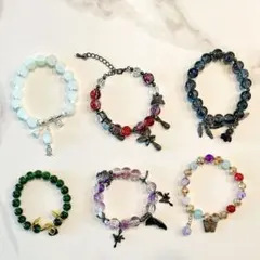 期間限定　ビーズブレスレットセット 6点 バタフライチャーム⑯