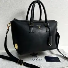 付属品完備　A.D.M.J 2way ハンドバッグ　スタッズ　黒