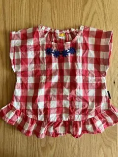 Moujonjon 赤白チェック柄 トップス 80