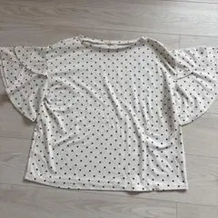 GU ドット柄 フリル袖 半袖シャツ