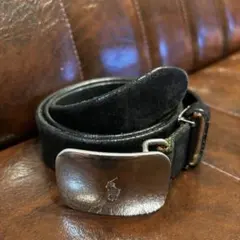 【希少】ポロラルフローレン　ベルト　プレートバックル　レザー　ブラック　ポニー