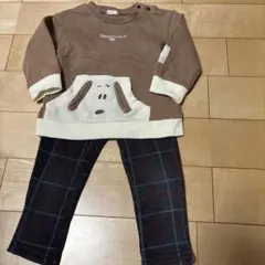 最終値下げ★Peanuts スヌーピー トレーナー 95裏起毛チェックズボン90