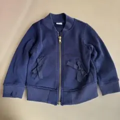 プティマイン　ノーカラー ジップ　キッズ アウター 上着 紺　100cm