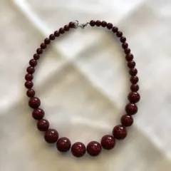 赤いビーズネックレス 約40cm