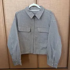 【美品】GU✨チェッククロップドシャツジャケットXL