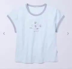 Calvin Klein ジョングク　リンガーベビーTシャツ　ブルー　Sサイズ