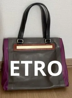 ETROレザー トートバッグ グレー/パープルのサムネイル